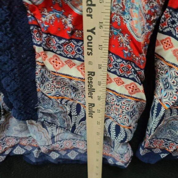 Red Camel Womens Blouse Multi-Color Size Large 100% Rayon Long Sleeve Lace - Picture 4 of 12